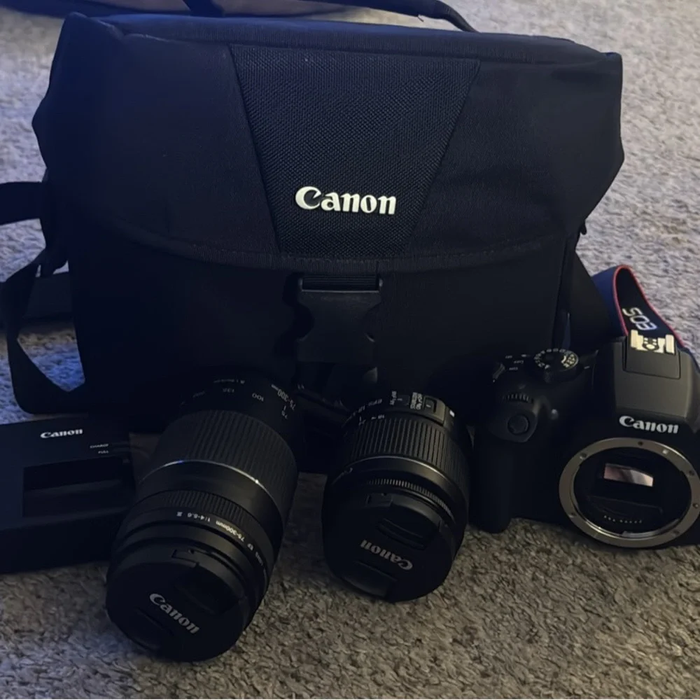 Canon Black Camera Set with Bag and Lenses